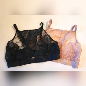 Soma Breathtaking High Neck Lace Bralette Soft Pink and Black in size XL